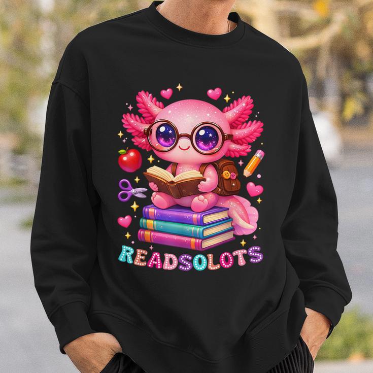 Readsolotl Axolotl Reading Book Lover Teacher Kids Sweatshirt Gifts for Him