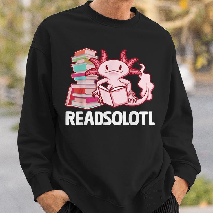 Readsolotl Axolotl Reading Fish Books Lizard Sweatshirt Gifts for Him