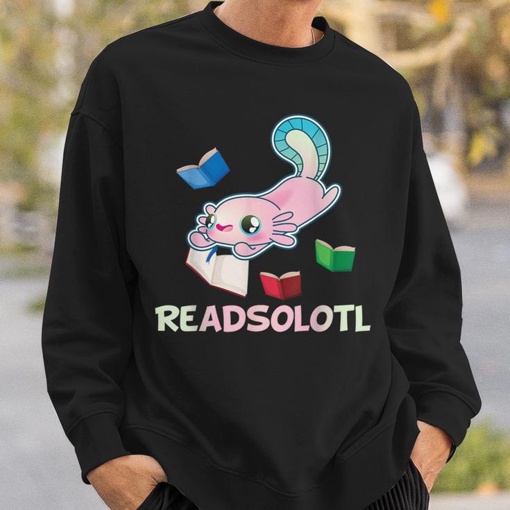 Readsolotl Axolotls Funny Kids Reading Fish Books Lizard Sweatshirt Gifts for Him