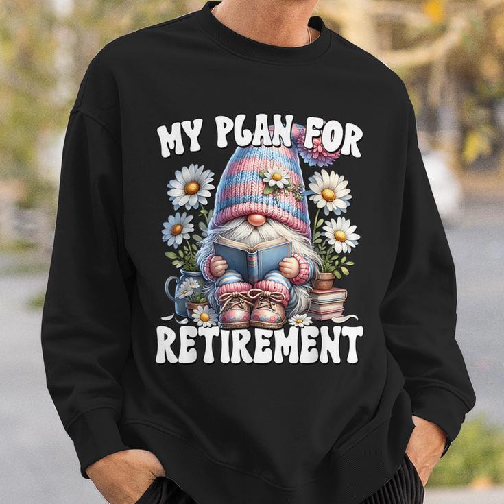 Retired Teacher Gnome Reading A Book Retirement Plan Sweatshirt Gifts for Him