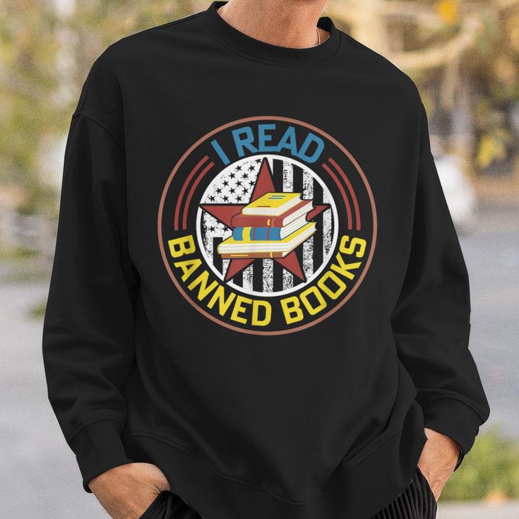 Retro American Flag I Read Banned Books Women Men Sweatshirt Gifts for Him