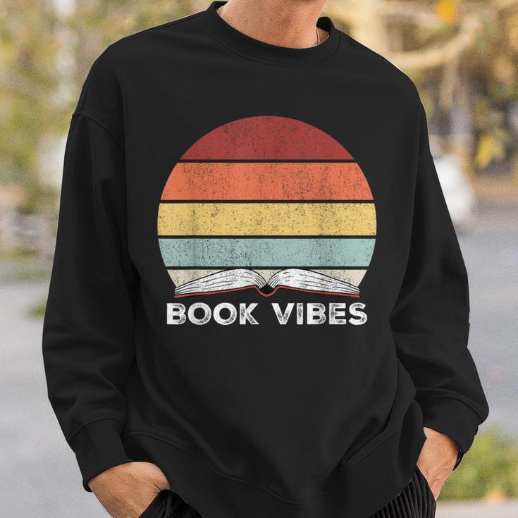 Retro Book Vibes Rainbow For Reading Lovers Vintage Sweatshirt Gifts for Him