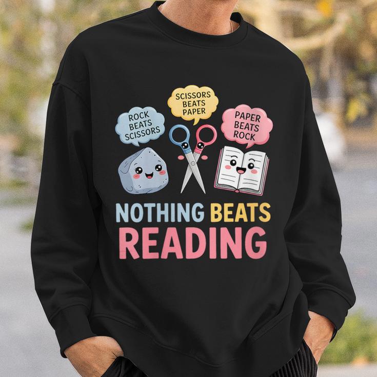 Rock Paper Scissors Nothing Beats Reading Book Lover Sweatshirt Gifts for Him