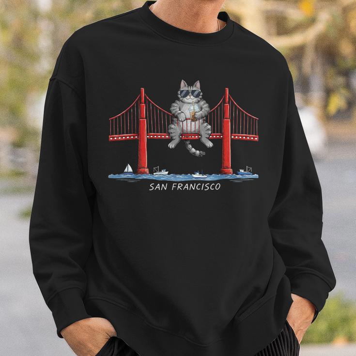 San Francisco Cat Golden Gate Bridge Iced Coffee Book Lover Sweatshirt Gifts for Him San Francisco Cat Golden Gate Bridge Iced Coffee Book Lover Sweatshirt Gifts for Him