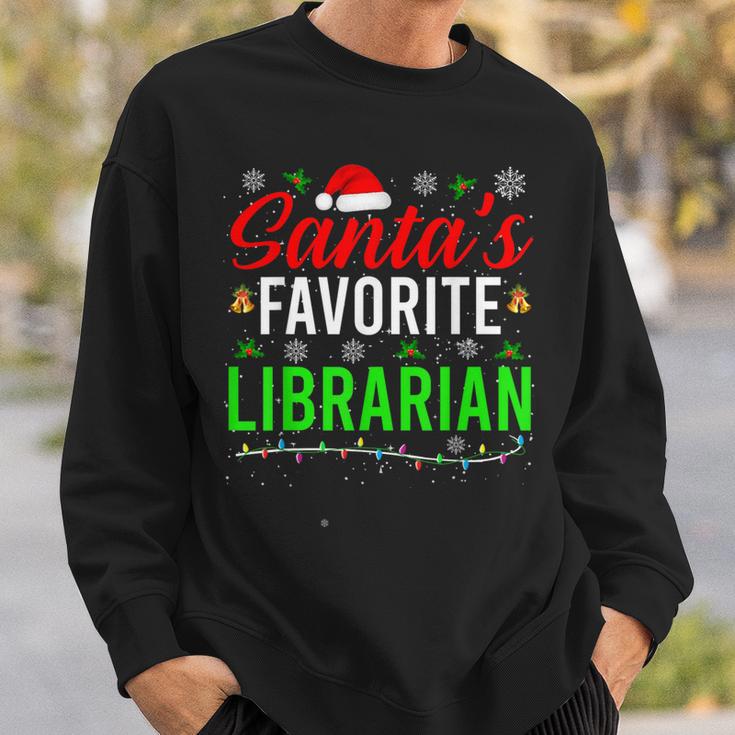 Santa's Favorite Librarian Cute Book Lover Christmas Sweatshirt Gifts for Him