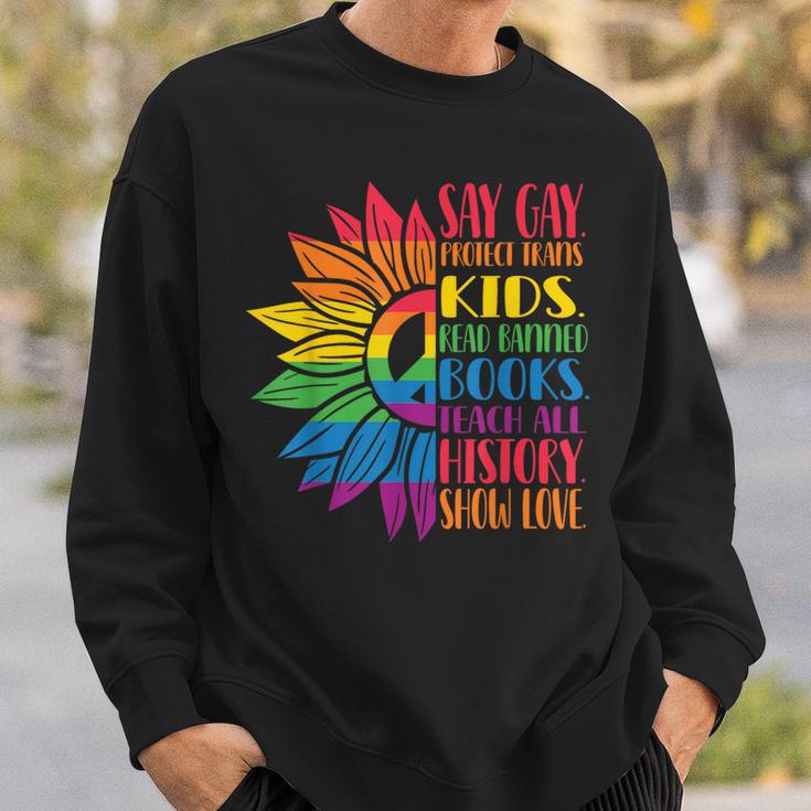 Say Gay Protect Trans Kids Read Banned Books Pride Month Sweatshirt Gifts for Him Say Gay Protect Trans Kids Read Banned Books Pride Month Sweatshirt Gifts for Him
