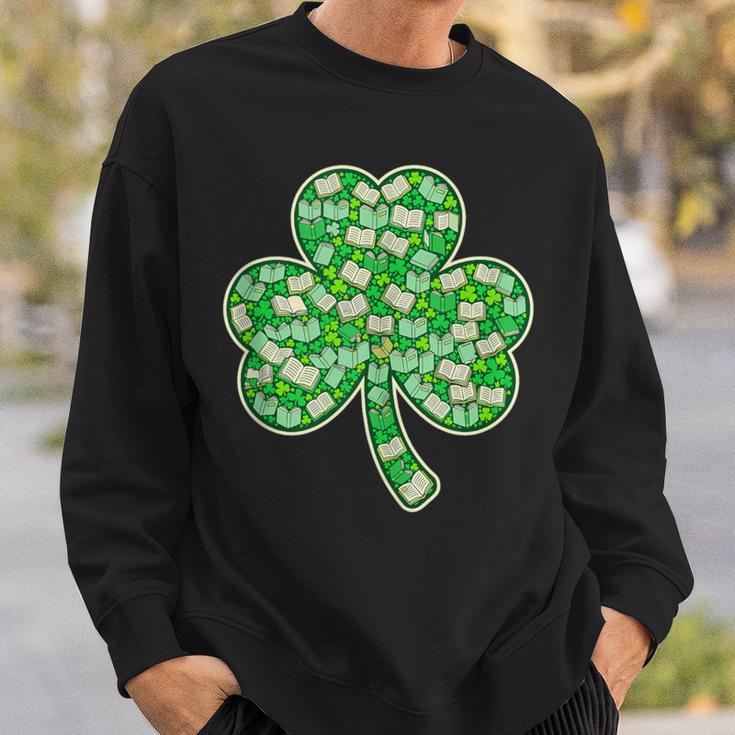 St Patricks Day Bookworm Shamrock Book Lover Sweatshirt Gifts for Him