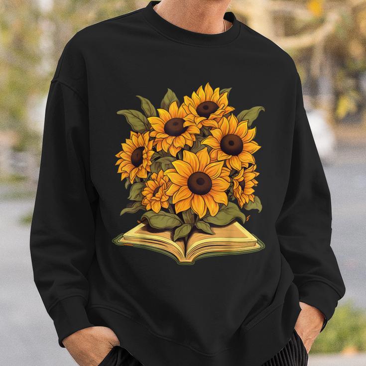 Sunflowers Flowers Book Floral Sweatshirt Gifts for Him