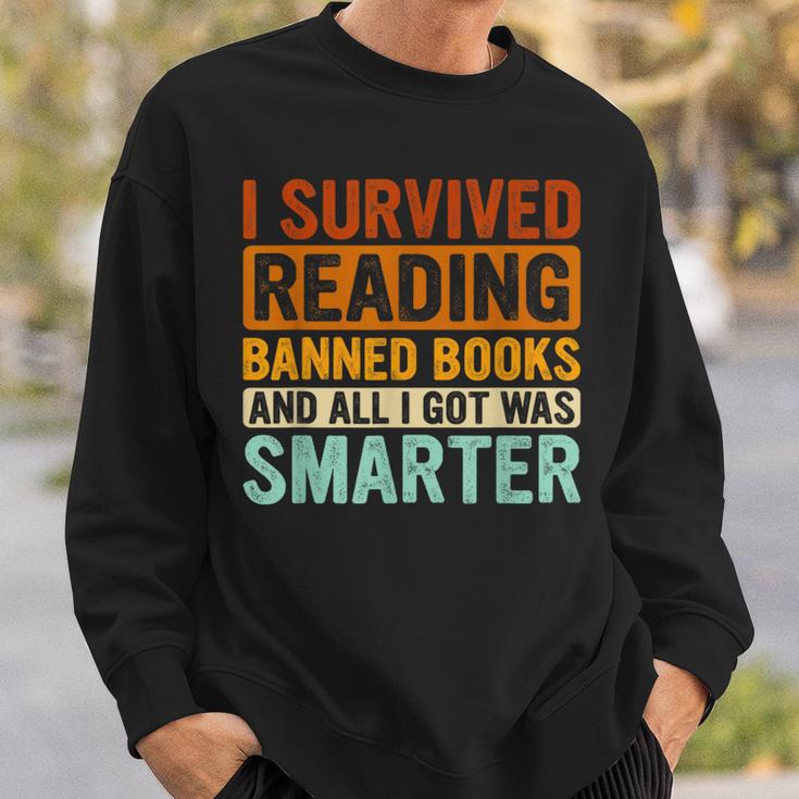 I Survived Reading Banned Books Bookaholic Book Lovers Sweatshirt Gifts for Him