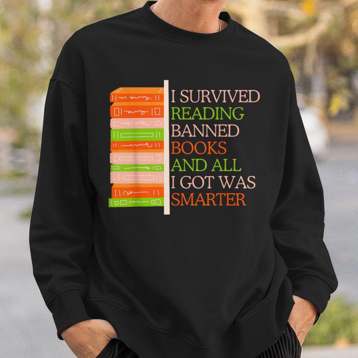 I Survived Reading Banned Books Librarians Book Enthusiasts Sweatshirt Gifts for Him
