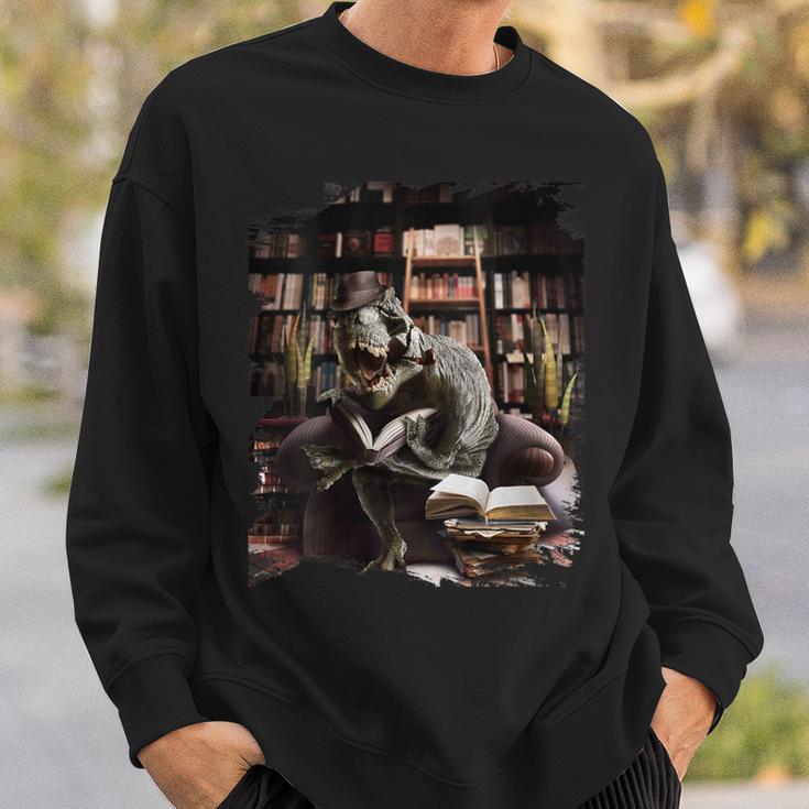 T-Rex Dinosaur Reading Books In Book Library Bookstore Sweatshirt Gifts for Him T-Rex Dinosaur Reading Books In Book Library Bookstore Sweatshirt Gifts for Him