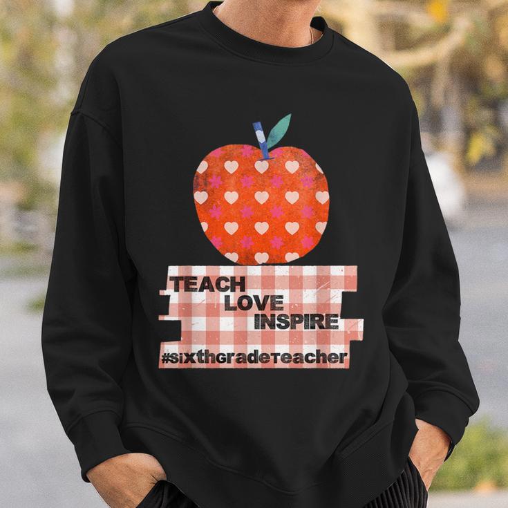 Teach Love Inspire Valentines Day Book 6th Grade Teacher Sweatshirt Gifts for Him