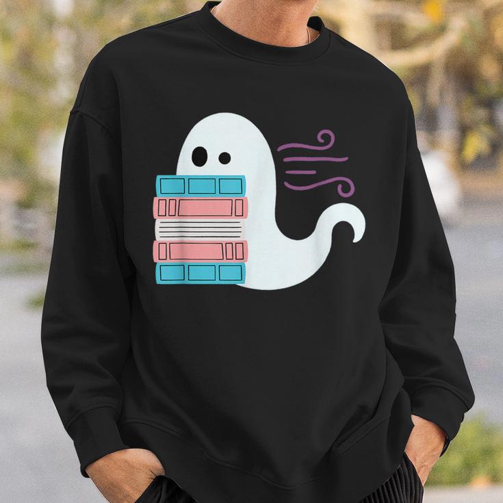 Threadless Grey Sky Chai Trans Book Pride Ghost Graphic Sweatshirt Gifts for Him