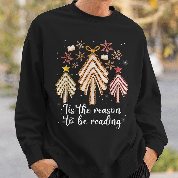 Tis The Season To Be Reading Books Christmas Tree Book Lover Sweatshirt Gifts for Him