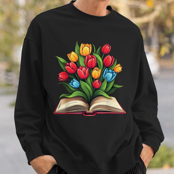 Tulips Flowers Book Floral Sweatshirt Gifts for Him