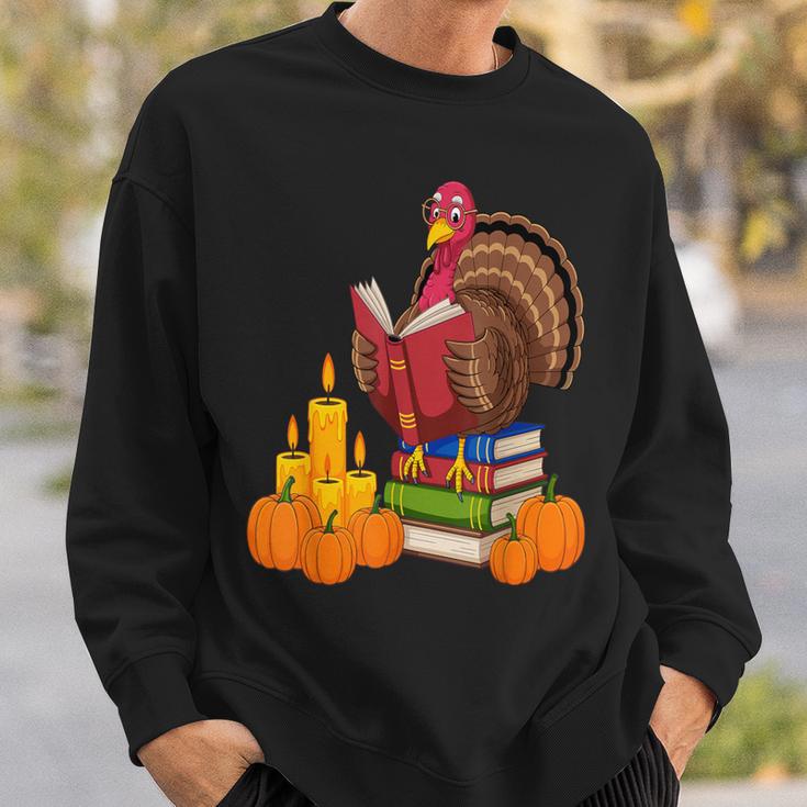 Turkey Reading Books Fall Thanksgiving Teacher Book Sweatshirt Gifts for Him Turkey Reading Books Fall Thanksgiving Teacher Book Sweatshirt Gifts for Him