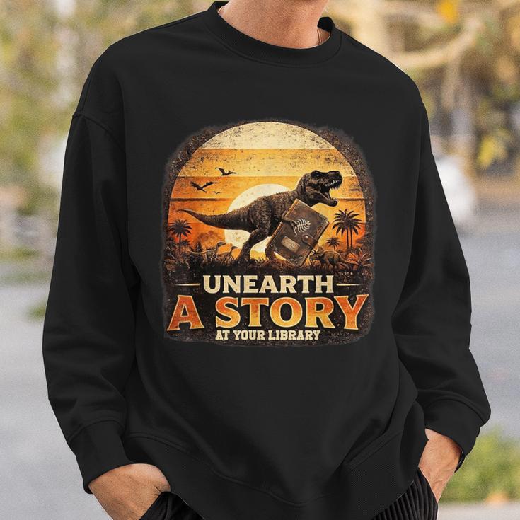 Unearth Story Summer Reading 2026 Dinosaurs Library Reading Sweatshirt Gifts for Him
