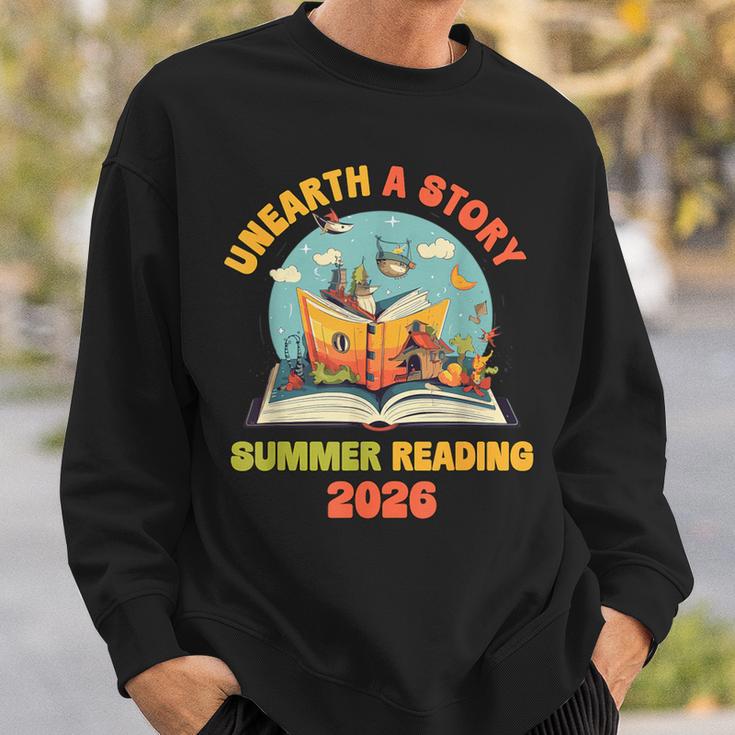 Unearth a Story Summer Reading 2026 Librarian Book Library Sweatshirt Gifts for Him