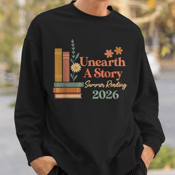 Unearth a Story Summer Reading 2026 Library Teachers Book Sweatshirt Gifts for Him