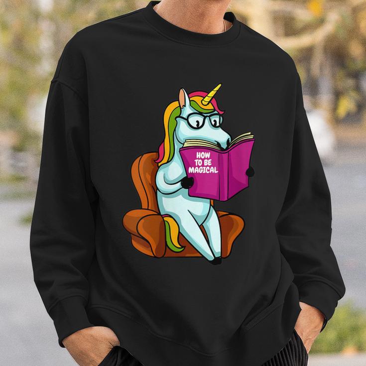 Unicorn Librarian For A Teacher Reading Book In School Sweatshirt Gifts for Him