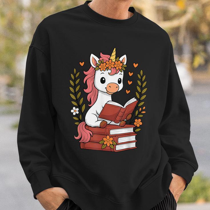 Unicorn Reading Book Graphic Unicorn With Book Floral Sweatshirt Gifts for Him Unicorn Reading Book Graphic Unicorn With Book Floral Sweatshirt Gifts for Him