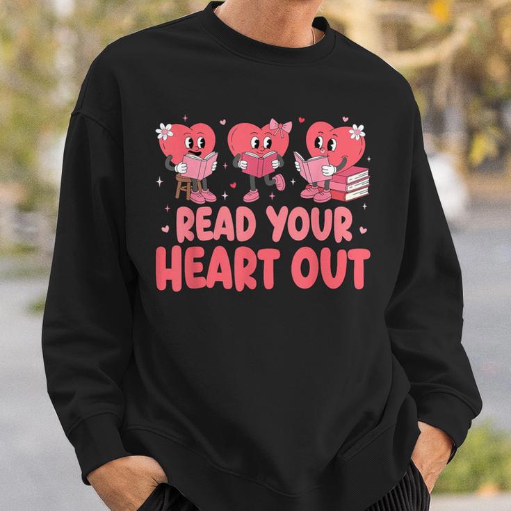Valentine Day Book Read Your Heart Out Lovers Teacher Kids Sweatshirt Gifts for Him