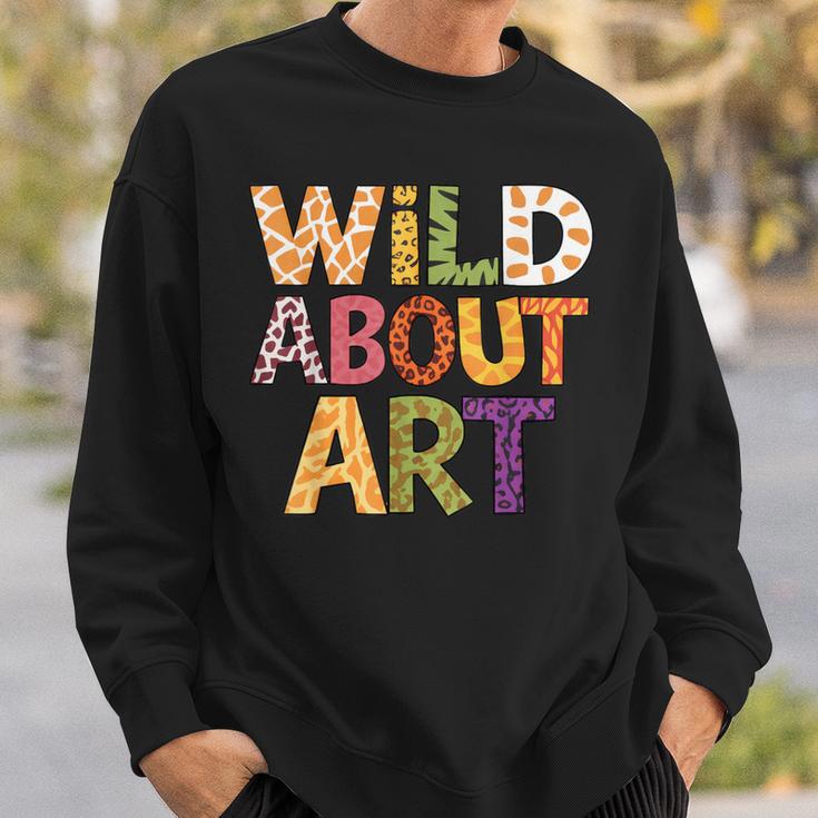 Wild About Art Books Animal Safari Children's Art Teacher Sweatshirt Gifts for Him