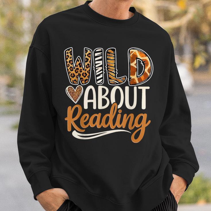 Wild About Reading Book Animal Children's Book Lover Teacher Sweatshirt Gifts for Him Wild About Reading Book Animal Children's Book Lover Teacher Sweatshirt Gifts for Him
