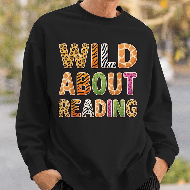 Wild About Reading Book Animal Book Lover Teacher Kids Sweatshirt Gifts for Him Wild About Reading Book Animal Book Lover Teacher Kids Sweatshirt Gifts for Him
