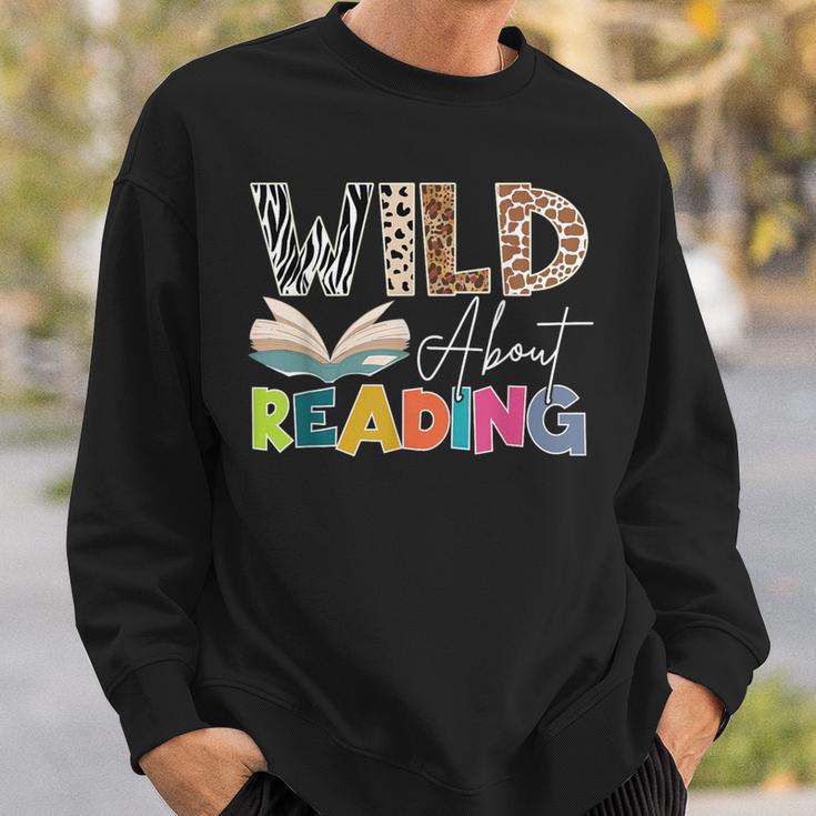 Wild About Reading Reading Books & Bookworm For Book Reader Sweatshirt Gifts for Him
