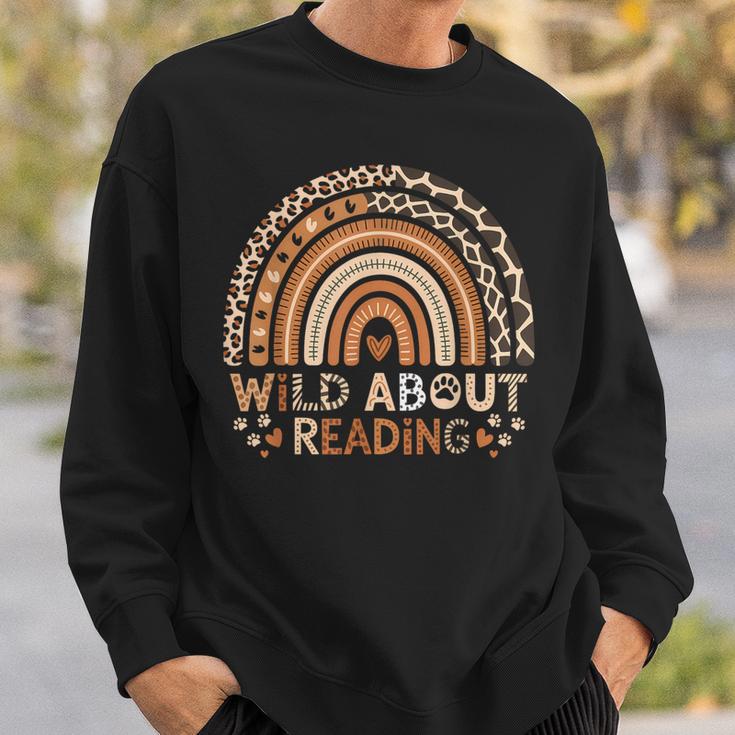 Wild About Reading Books Reader Lover Bookworm Library Day Sweatshirt Gifts for Him