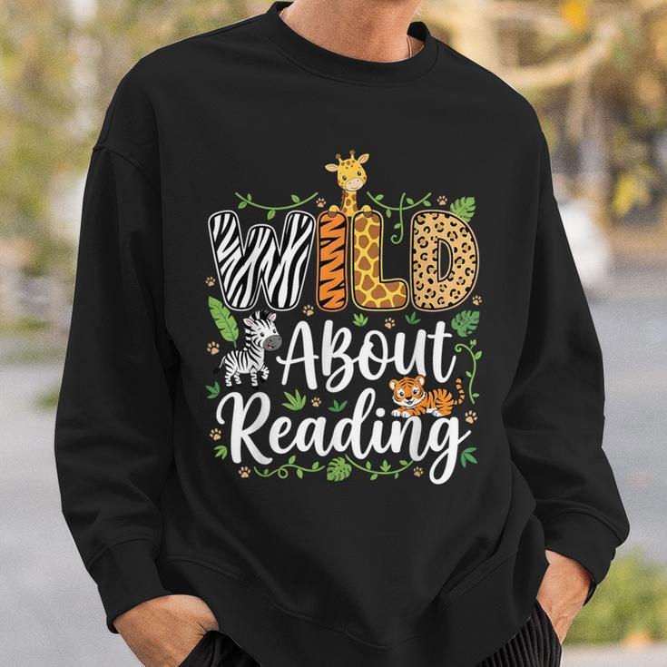 Wild About Reading Books Reader Lover Librarian Bookworm Sweatshirt Gifts for Him