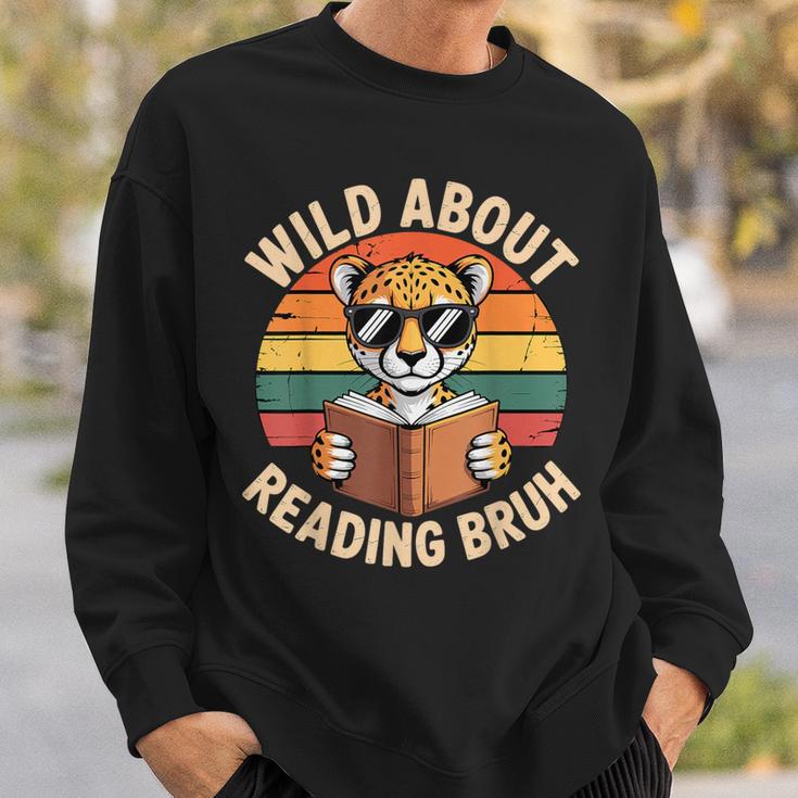 Wild About Reading Bruh Cool Leopard Animal Cheetah Book Sweatshirt Gifts for Him