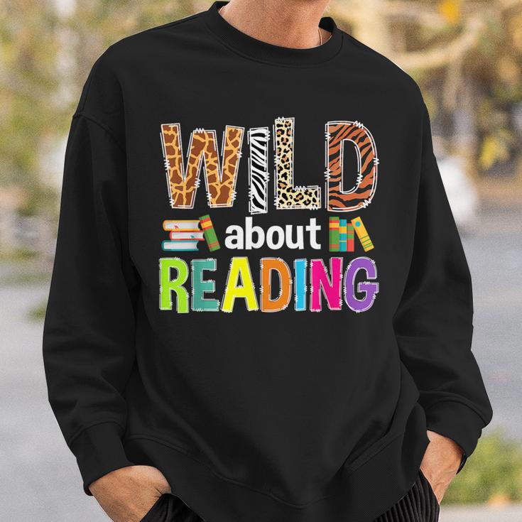 Wild About Reading Library Day Reading Books & Bookworm Sweatshirt Gifts for Him