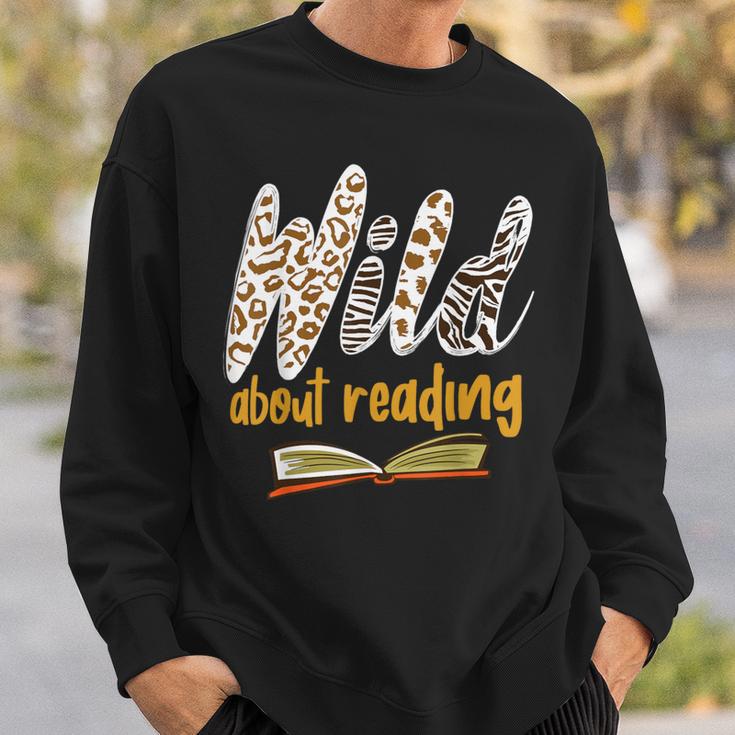 WILD ABOUT READING I Love Books Bookworm Library Day Sweatshirt Gifts for Him