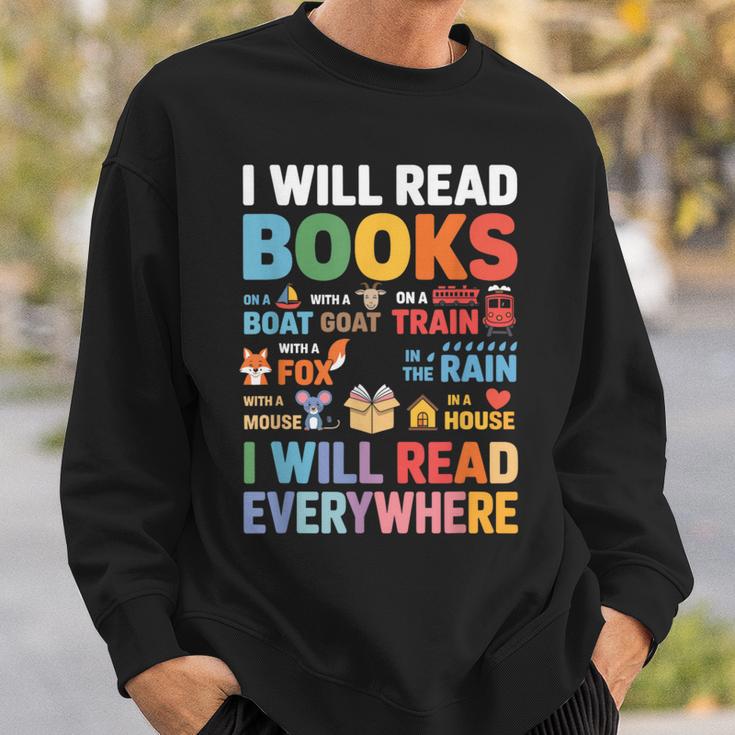 I Will Read Books On A Boat With a Goat On Train Book Lover Sweatshirt Gifts for Him