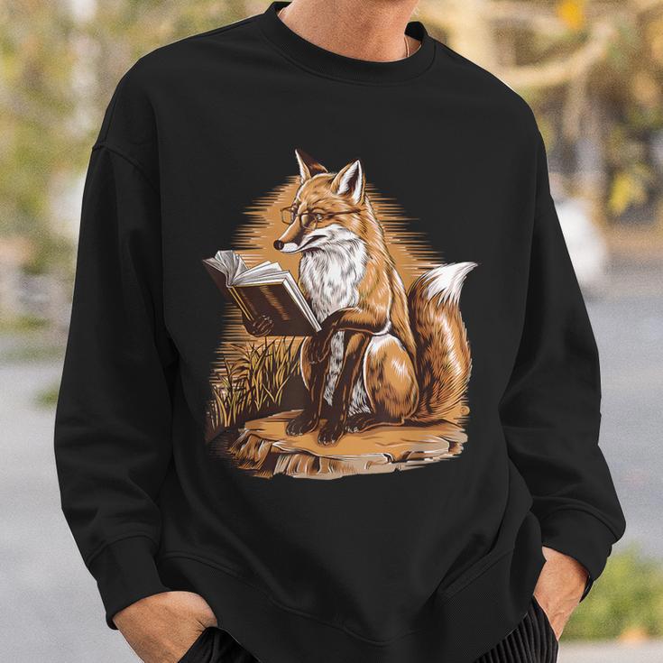 Wise Fox Reading A Book In Glasses Sweatshirt Gifts for Him