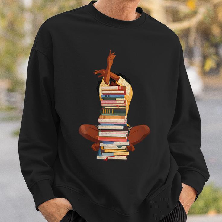 Woman And Books Stack Afro Girl Book Lover Sweatshirt Gifts for Him Woman And Books Stack Afro Girl Book Lover Sweatshirt Gifts for Him