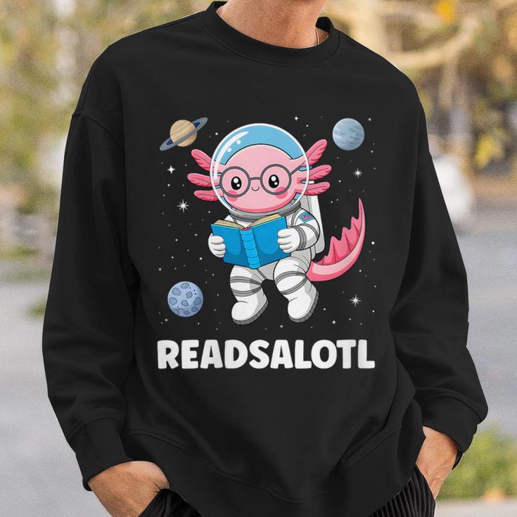 Women's Axolotl Books Readsalotl Reading Bookworm Boys Girls Kids Sweatshirt Gifts for Him