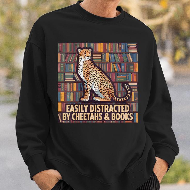 Women's Cheetah Face Women Cheetah Print Stuff Books Nerds Cheetah Sweatshirt Gifts for Him