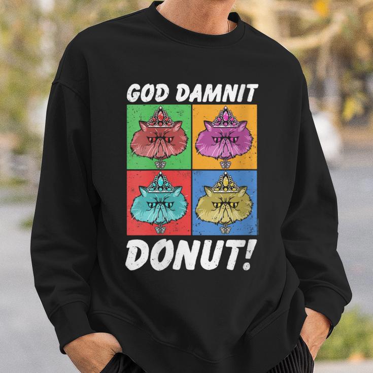 Women's Dungeon Crawler Carl God Damnit Donut Cat Pop Art Book Sweatshirt Gifts for Him Women's Dungeon Crawler Carl God Damnit Donut Cat Pop Art Book Sweatshirt Gifts for Him