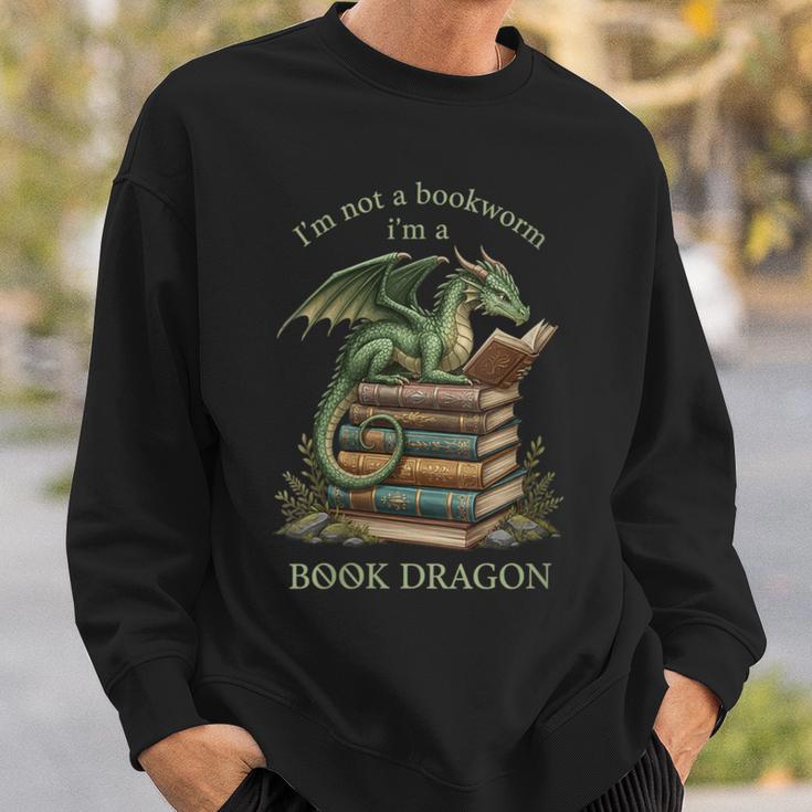 Women's I'm Not A Bookworm I'm A Book Dragon Literary Dragon Reader Sweatshirt Gifts for Him