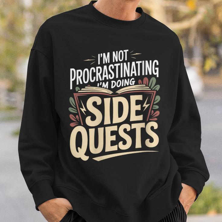 Women's Im Not Procrastinating Im Doing Side Quests Book Lover Sweatshirt Gifts for Him