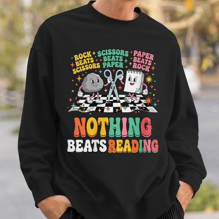 Women's Nothing Beats Reading Rock Paper Scissors Book Love Sweatshirt Gifts for Him Women's Nothing Beats Reading Rock Paper Scissors Book Love Sweatshirt Gifts for Him