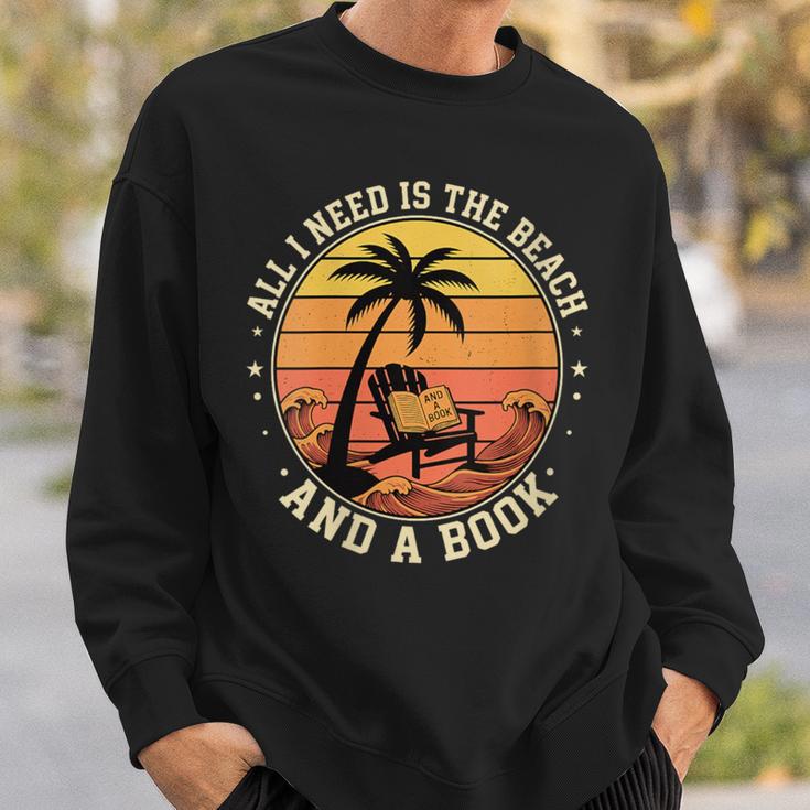Women's Retro Beach Book Lover Vacation All I Need Is THE Beach And Sweatshirt Gifts for Him