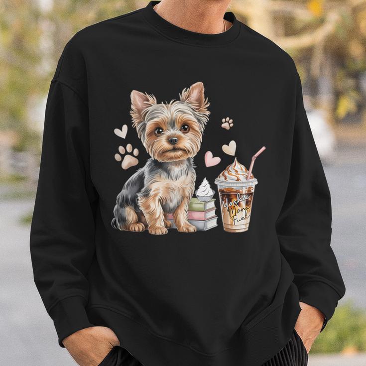 Yorkie Dog Moms Iced Coffee And Books Yorkshire Terrier Sweatshirt Gifts for Him