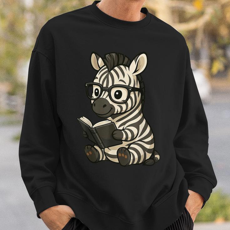 Zebra Reading Book Lover Sweatshirt Gifts for Him