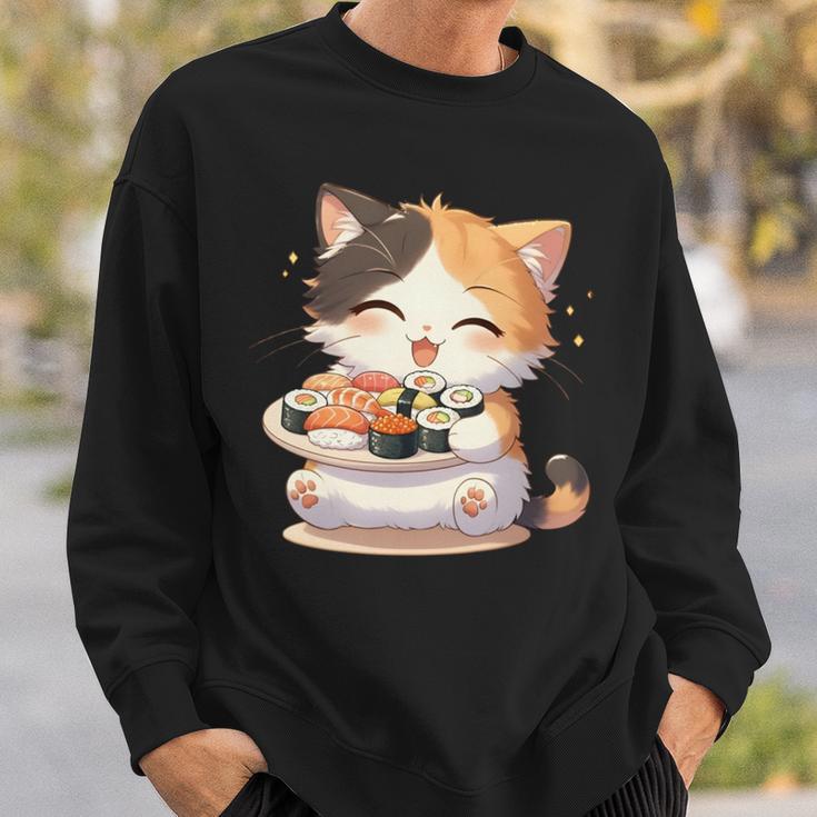 わがまま猫 寿司ねこ ラーメン好き かわいい おもしろ マンガ 長袖tシャツ スウェットシャツ 彼への贈り物