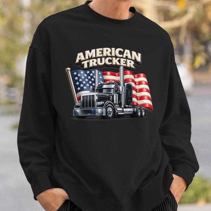 アメリカのトラック運転手 アメリカの国旗 愛国的なトラック運転手 ビッグリグ スウェットシャツ 彼への贈り物