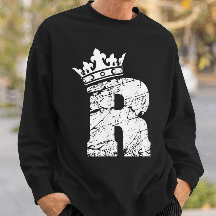 アルファベットtシャツ イニシャル文字 R & キング クイーン クラウン スウェットシャツ 彼への贈り物